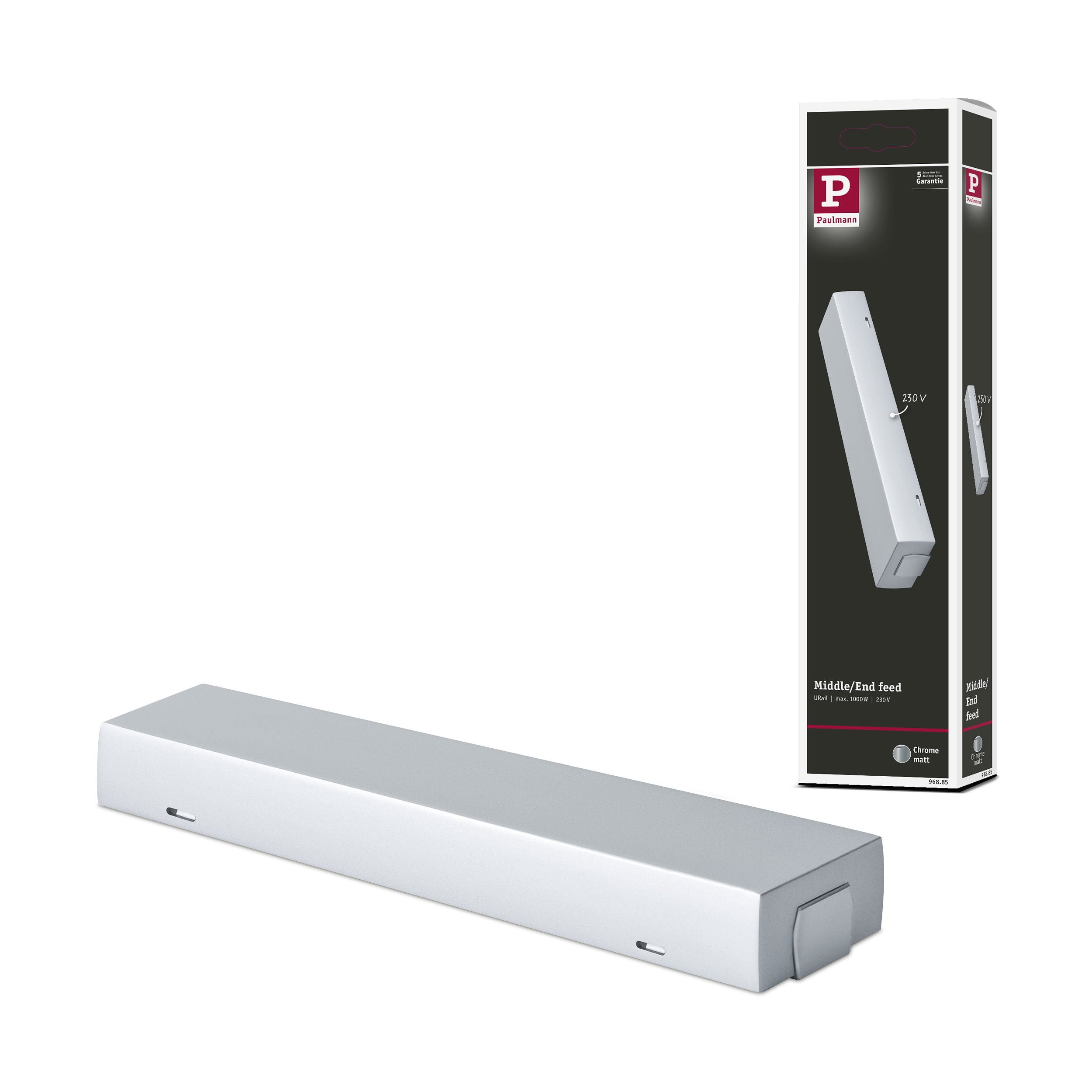 URail Alimentation électrique Centre 205x45 mm max. 1000W Chrome mat