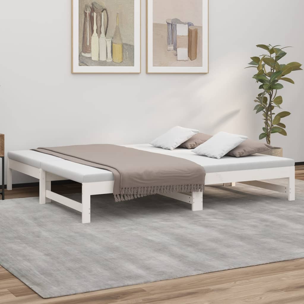 Vidaxl Sofá Cama Extraíble Madera Maciza De Pino 2X(75X190) Cm Blanco , Leroy Merlin
