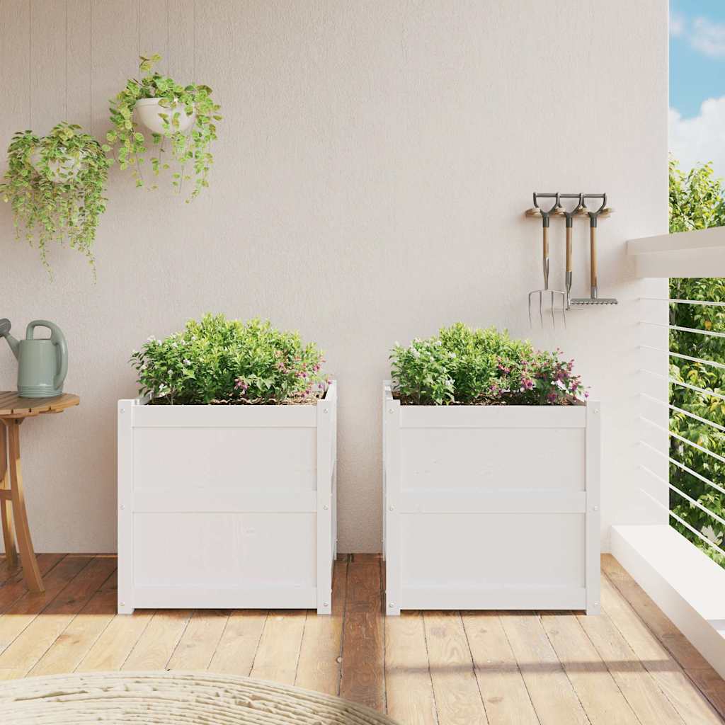 2pcs Jardinières Bac à Fleurs Pot De Fleurs - blanc bois de pin massif n26l - 3