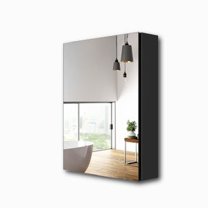 EMKE Armoires de toilette 50x65cm Noir Armoire Salle de Bain en Miroir Double Face