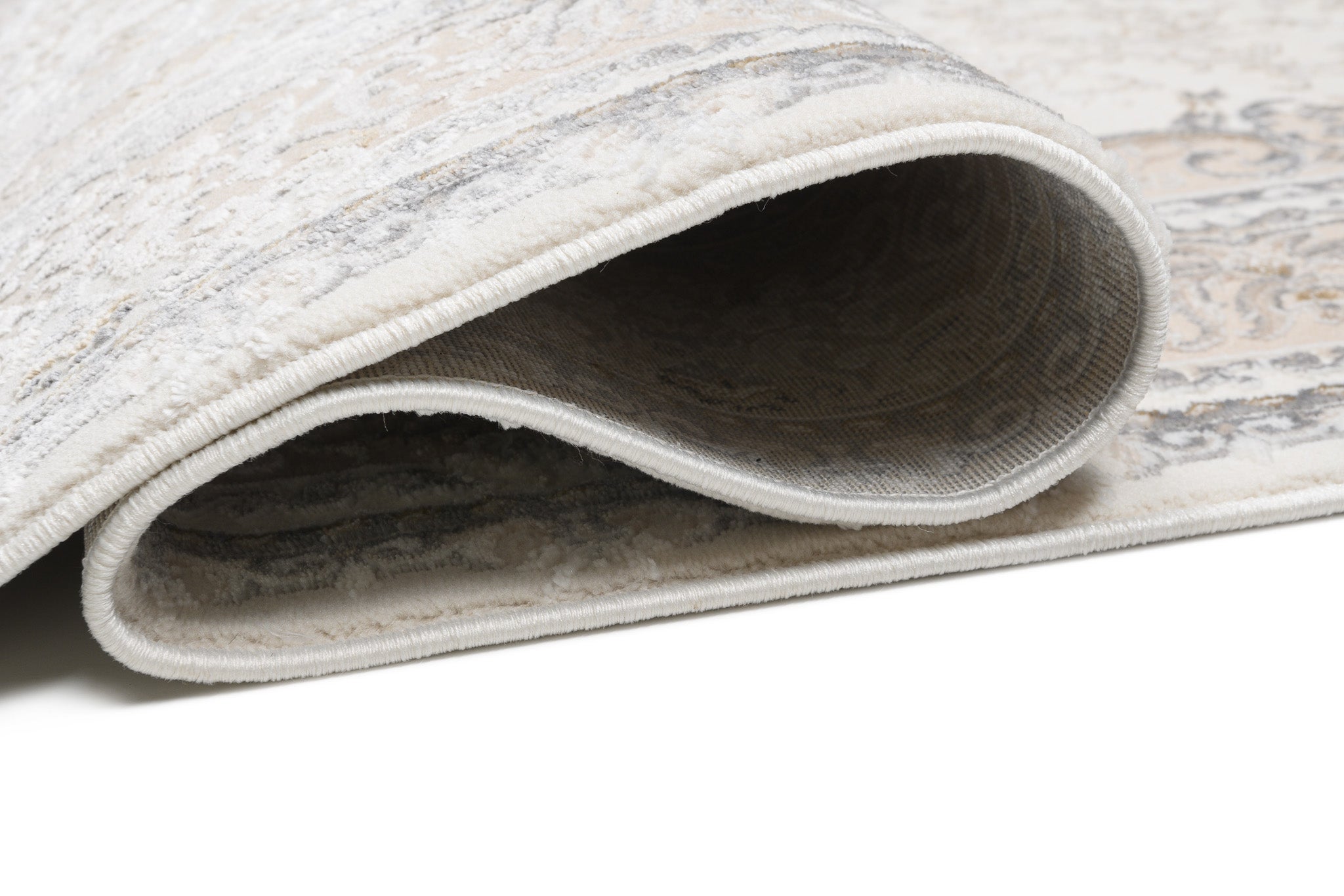 TAPISO Hera Tapis Salon Chambre Brillant Crème Beige Gris Vintage Médaillon Floral Ornamental Bordé Moucheté Effet 3D OEKO-TEX 80 x 150 cm - 3