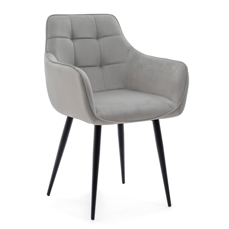 Krzesło tapicerowane welurowe GALLO velvet aksamit jasnoszary