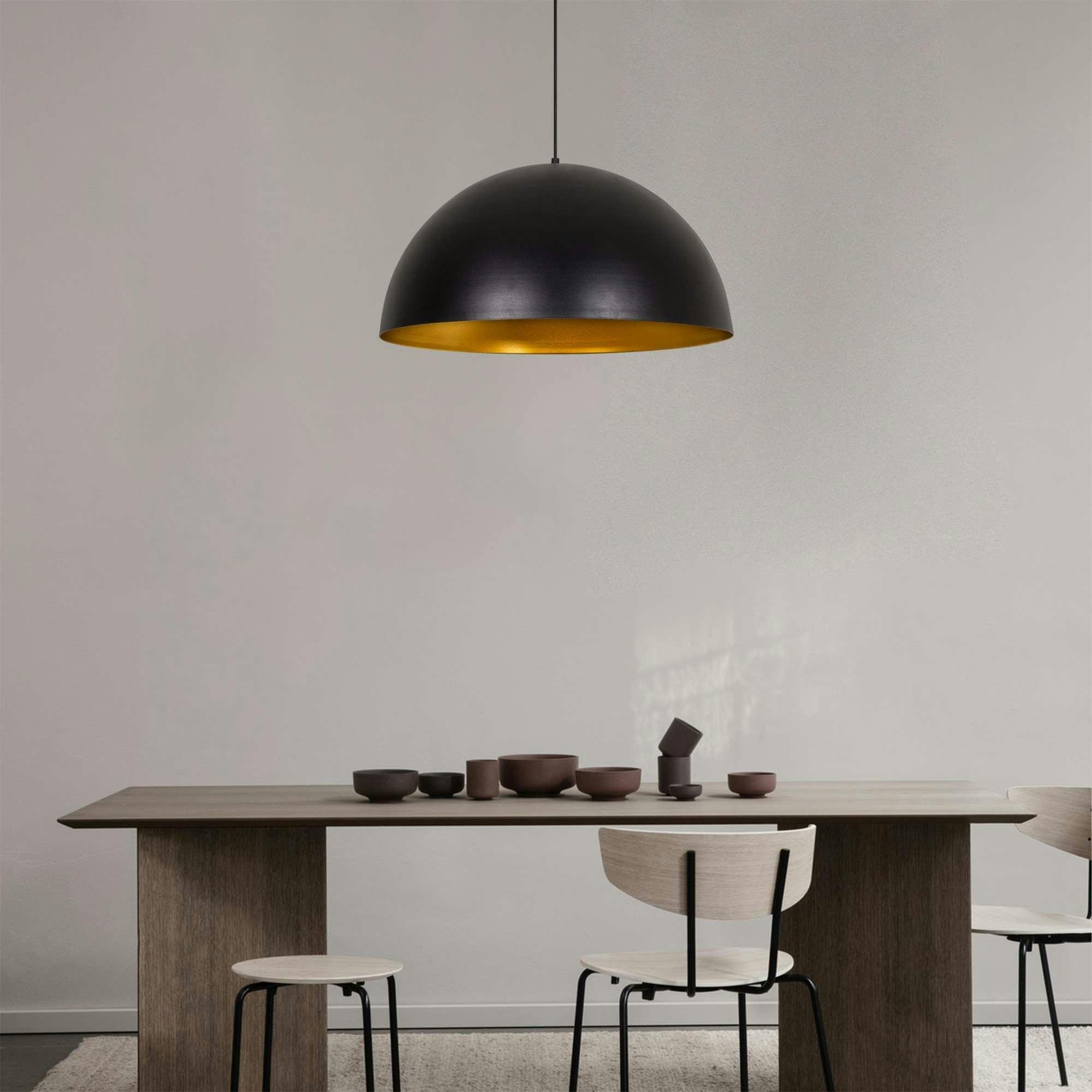 Lot De 2 Suspensions Vintage Dôme Noir Et Doré YHANFENGCY Pour îlot Cuisine (9,84 Pouces)