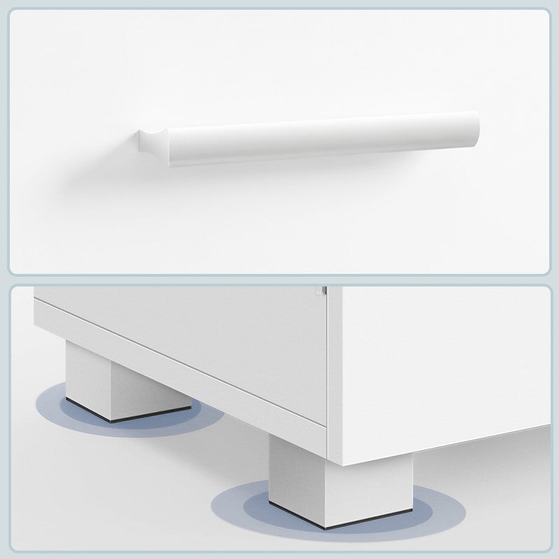 Meuble sous Lavabo, 3 Tiroirs Latéraux, 2 Cases Derrière la Porte, avec Pieds, 30 x 70 x 64 cm, Blanc Nuage - 7