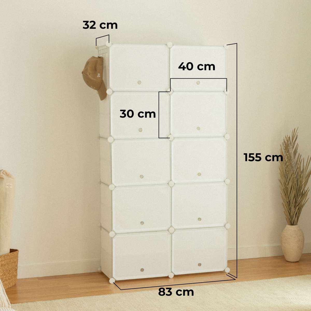Newlux Sapateira Cube C10 Branco 83x32x155 cm – 10 compartimentos, 40 pares - 2