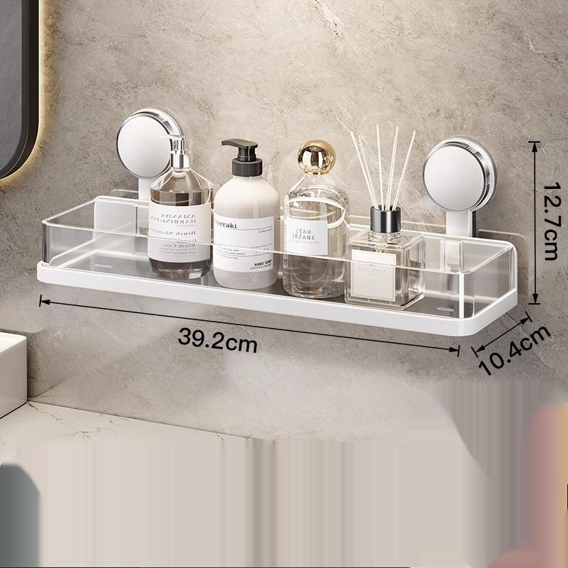 Estante con ventosa para baño – Estante de almacenamiento sin perforación para lavabo, inodoro y pared - 5