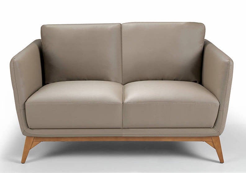Sofá contemporáneo kila de 2 plazas en cuero acolchado y madera de nogal.-color aqua 75 gris antracita