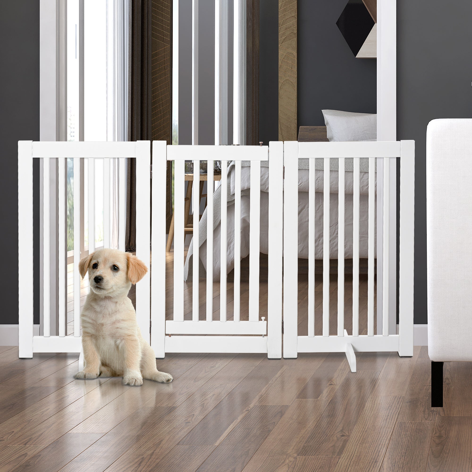 Barrera para Perros PawHut MDF Blanco 155x35.5x76 cm - 2