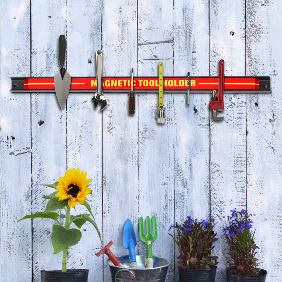 Porte-outil Magnétique, Set de 3 Barres, Aimant Puissant pour Rangement Mural des Outils, 46 x 2,3CM en Acier, Chacun peut Supporter 10 KG - 2