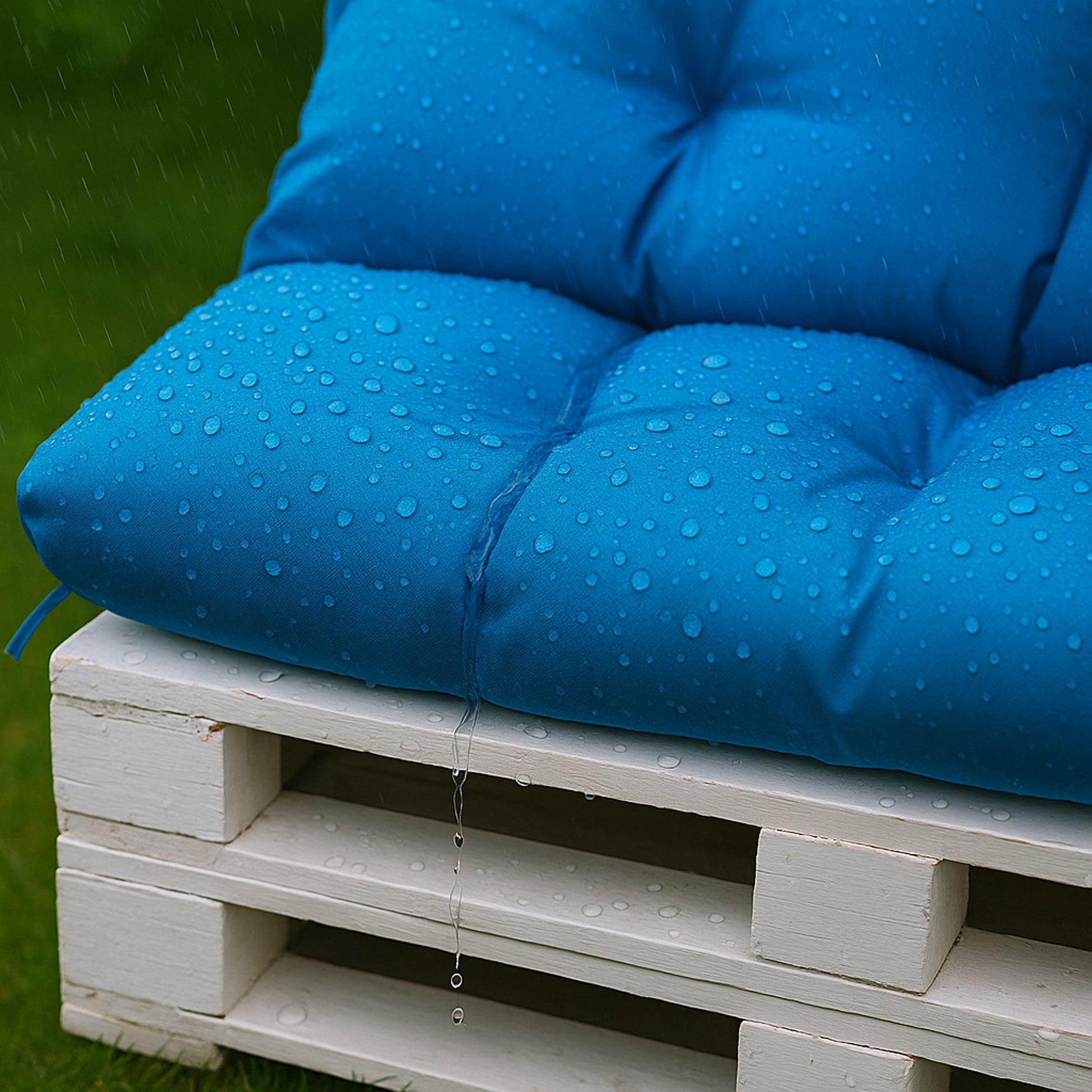 Set coussins pour palettes 120x80 avec dossier 120x40 bleu – coussins extérieurs pour canapé palette, matelas de jardin confortable - 6