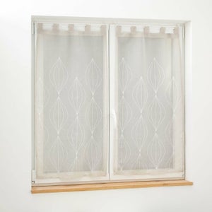 Douceur D'Intérieur - Paire De Voilages à Passants 2x60x160 Cm Berry Taupe, Voile Sablé Brodé