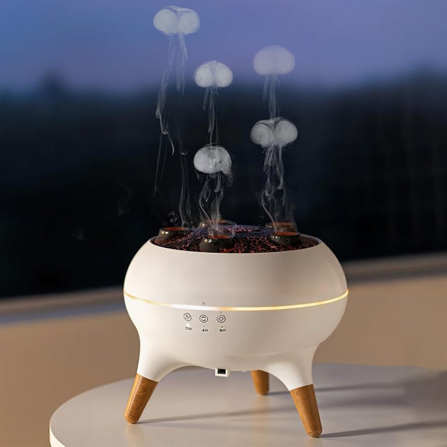 (Norme européenne) Anneau de fumée Machine d'aromathérapie Humidificateur de flamme de bureau Ménage Grand volume de brume Lumières colorées