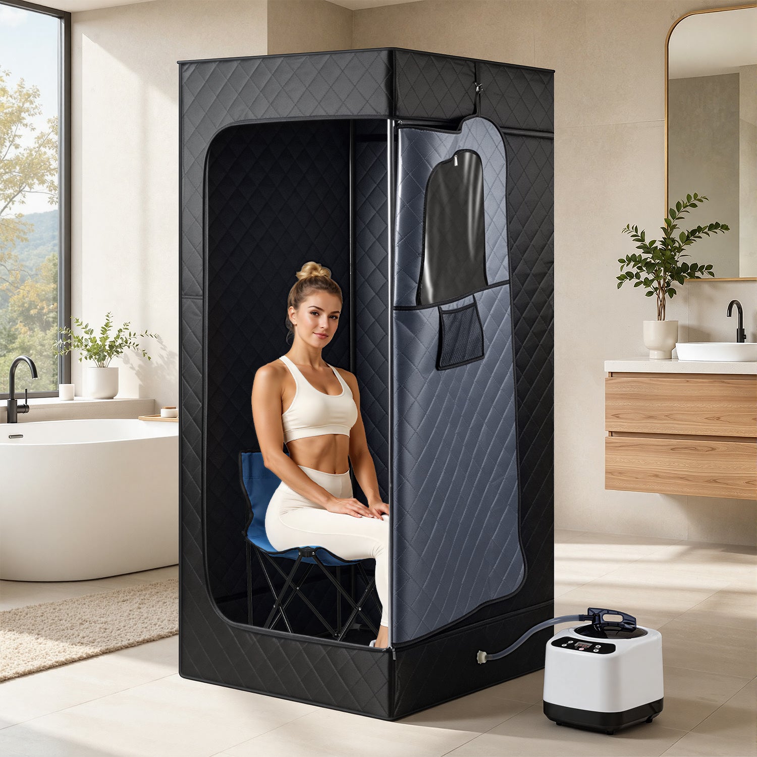 Kit sauna vapeur portable 1200 W, tente 1 personne, générateur 3 L ...
