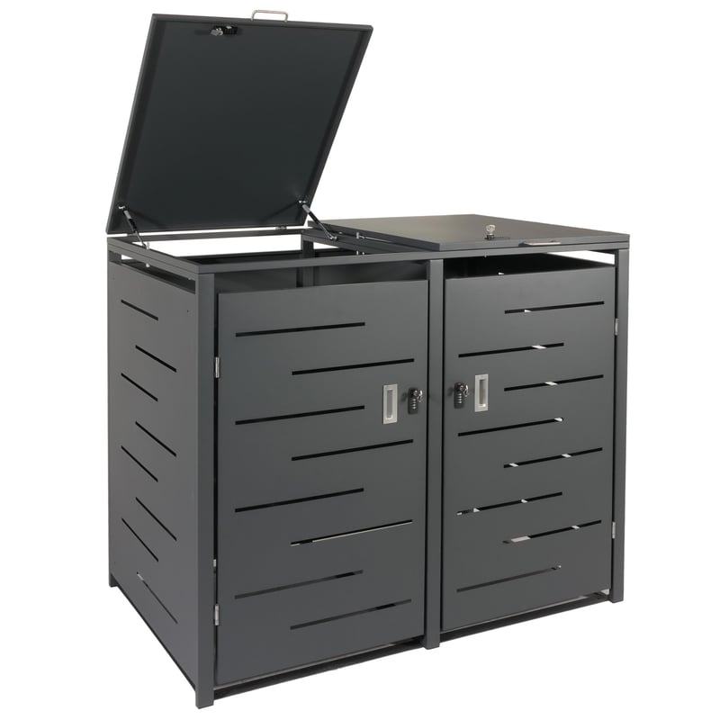 XL 2-miejscowy/4-miejscowy pojemnik na odpady HWC-E83, pojemnik na odpady, z możliwością rozbudowy 116x141x98cm ~ antracyt, stal 62kg