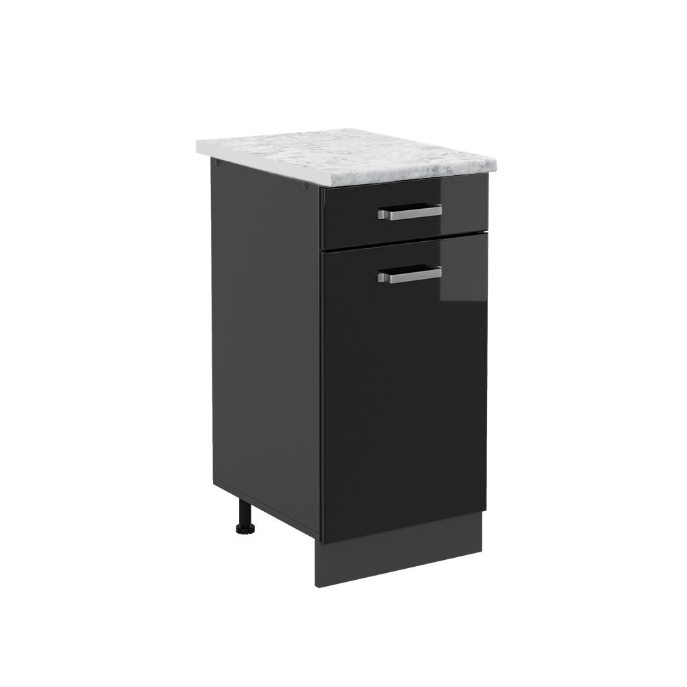 Vicco Szafka dolna do kuchni R-Line, Czarny wysoki połysk, 40 cm BR Marmur