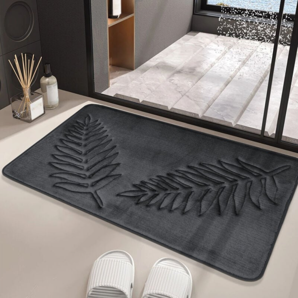 Tapis de Bain Antidérapant, Tapis de Bain Super Absorbant Séchage Rapide, Tapis Salle de Bain Doux Antiderapant, Tapis de Bain Diatomite, Salle de Bain, Toilettes, Cuisine, Baignoire Noir80x150cm