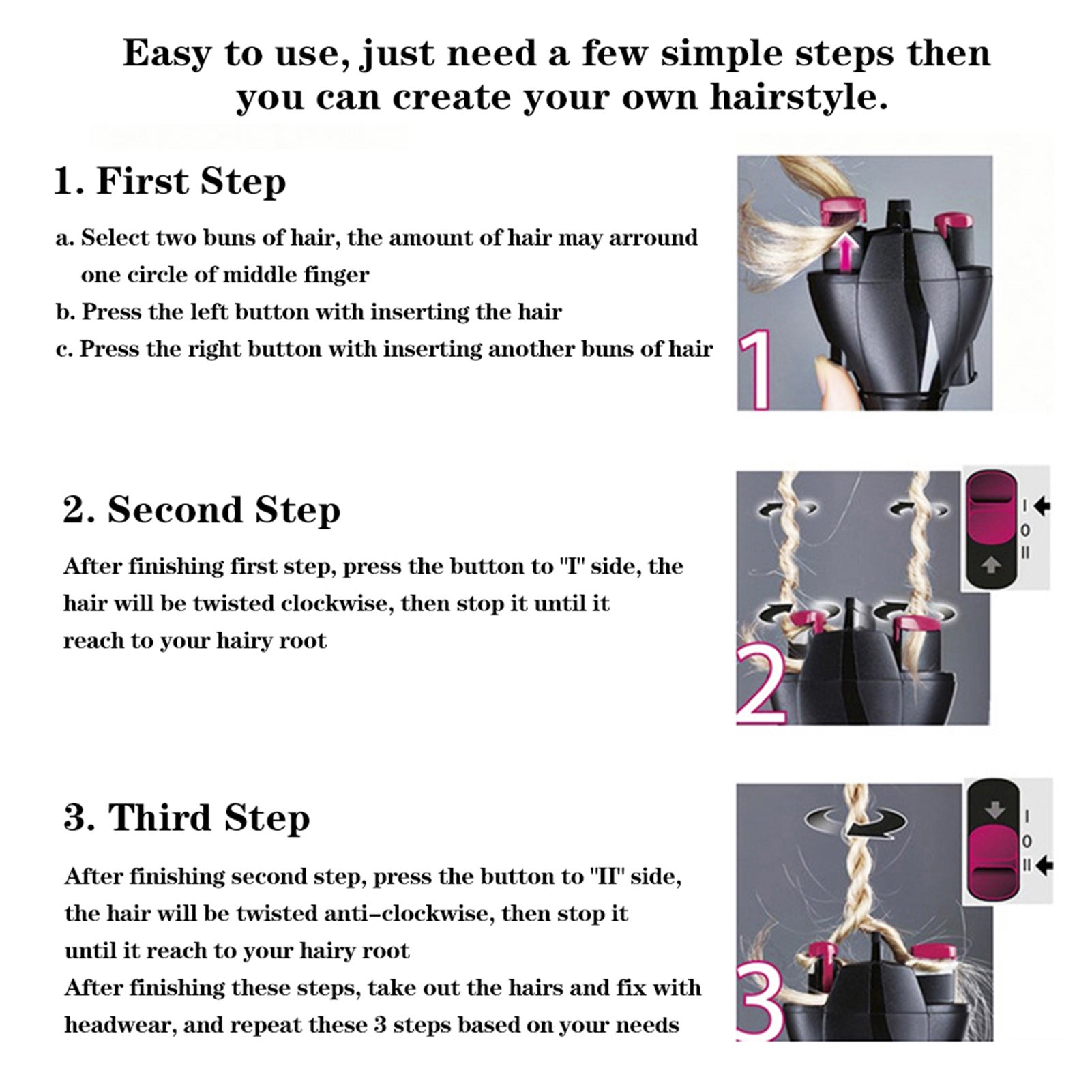 Strumento elettronico per intrecciare i capelli velocemente sul torso - 9