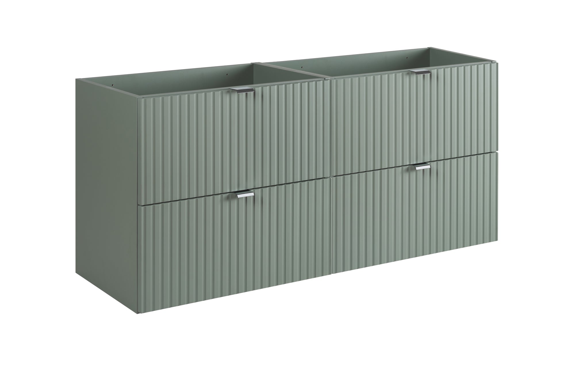 Szafka łazienkowa LINE REED GREEN 120 cm zielona wisząca ryflowane fronty 4 szuflady