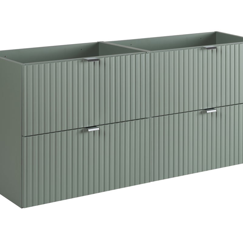 Szafka łazienkowa LINE REED GREEN 120 cm zielona wisząca ryflowane fronty 4 szuflady