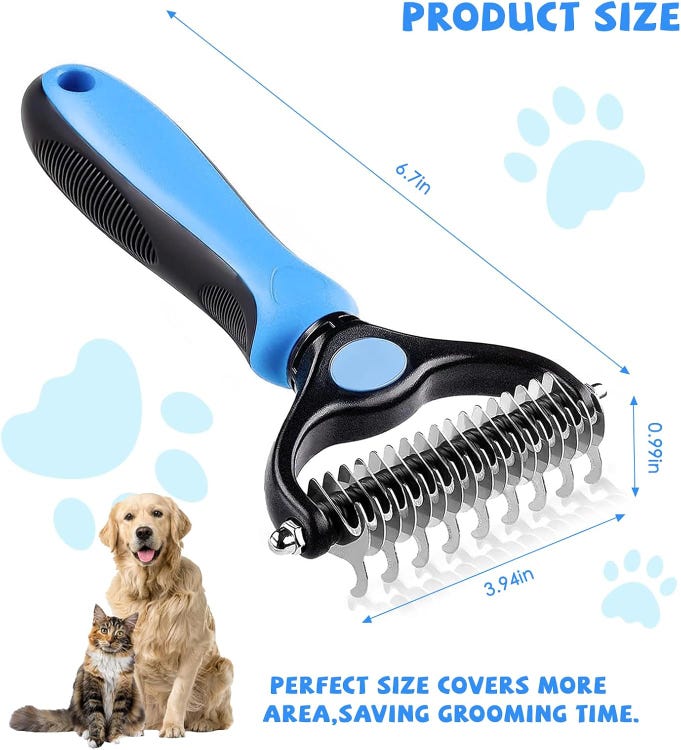 Escova para higiene de cães e gatos – Pente desembaraçador para pêlo comprido – Rastelo profissional para subpêlo - 7
