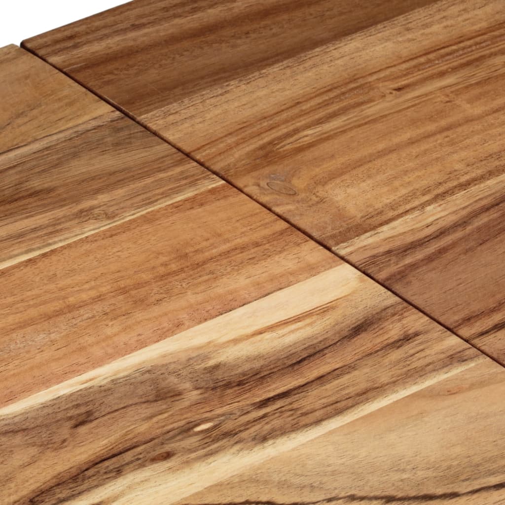 Table console argenté acier inoxydable et bois massif d'acacia - 6