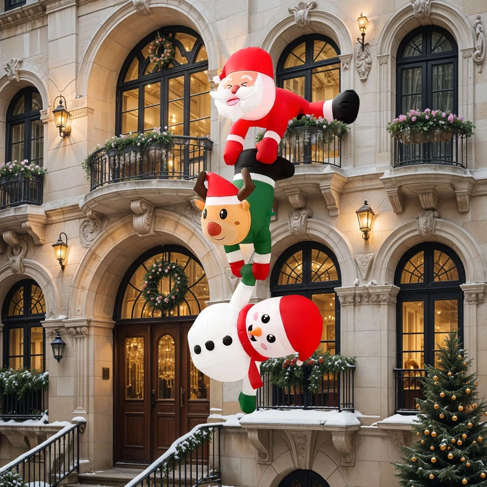 Decorazioni natalizie gonfiabili da esterno da 8 piedi, Babbo Natale gonfiabile, alce, pupazzo di neve con luci a LED, gonfiabili natalizi - 3