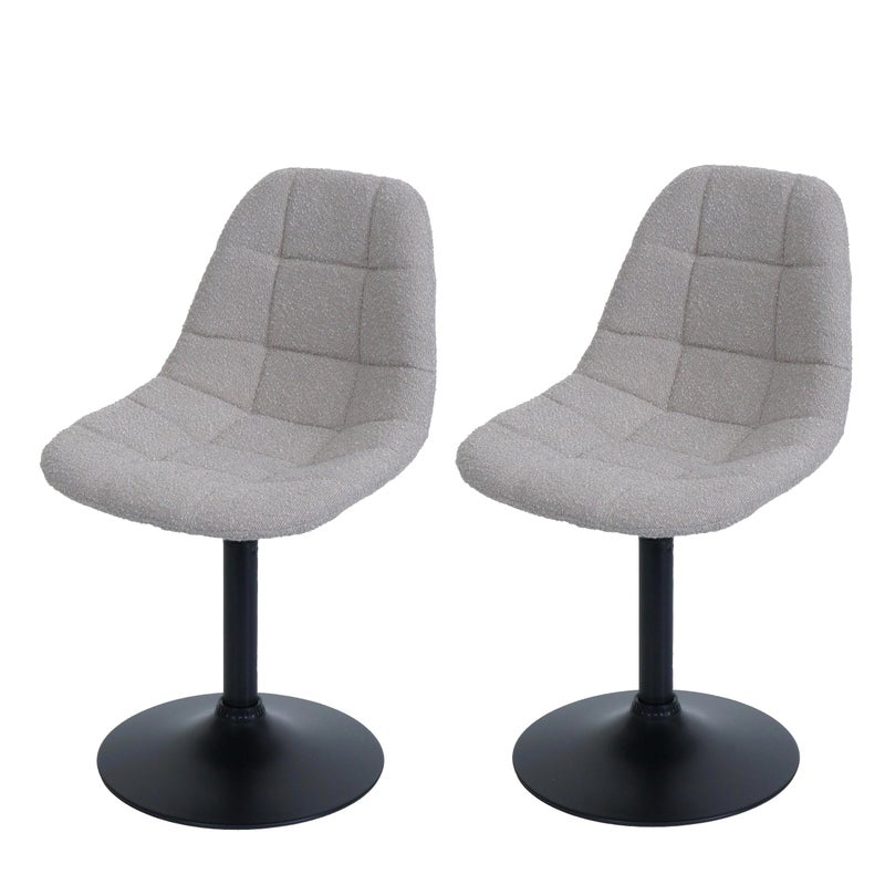 Zestaw 2 sztuk krzeseł do jadalni HWC-A60, krzesło kuchenne, krzesło obrotowe, stal MVG tkanina/tekstylia bouclé (450 g/m²) ~ taupe
