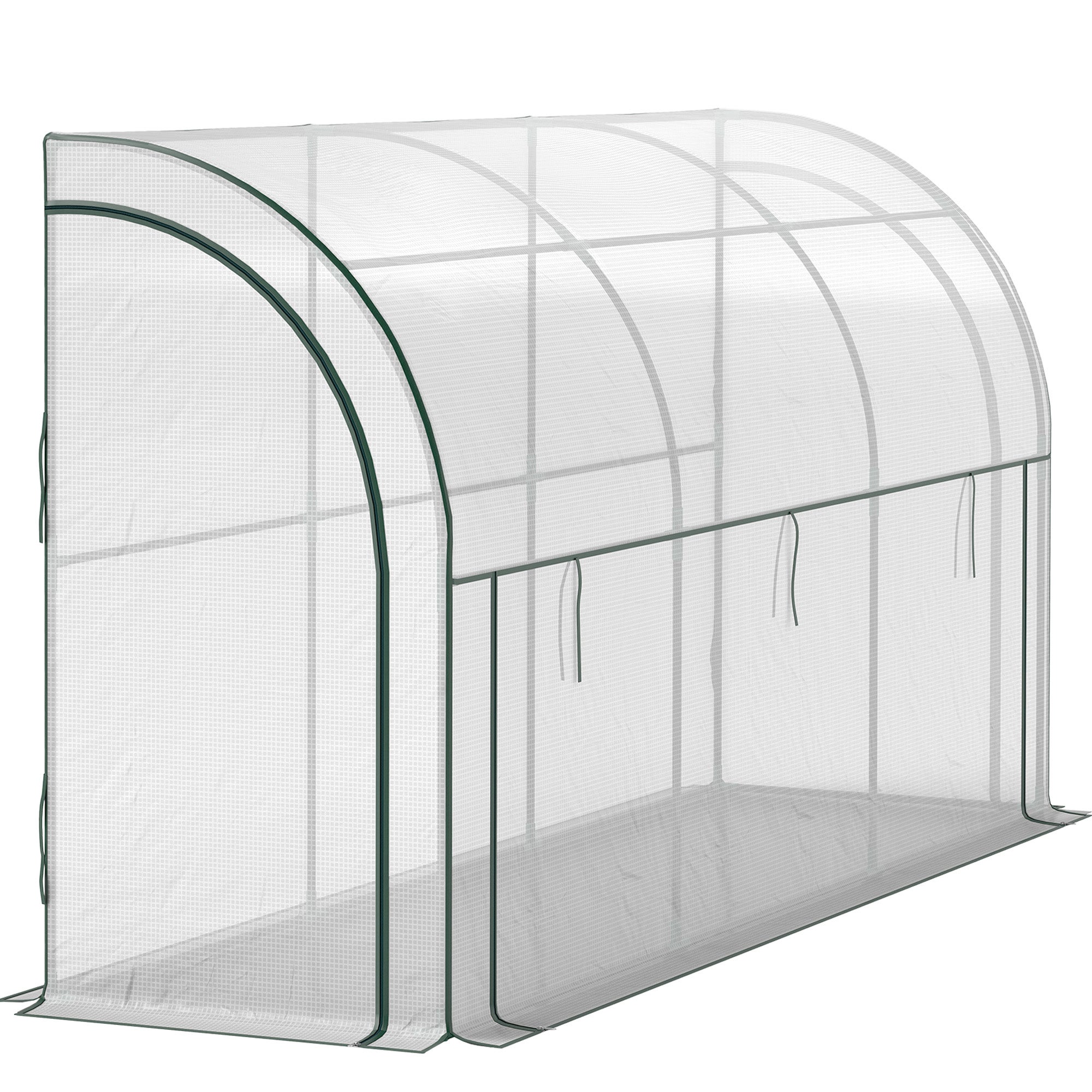 Serre murale, abri pour plantes accessible, bâche en plastique, 300 x 80 x 157 cm, blanche - 2