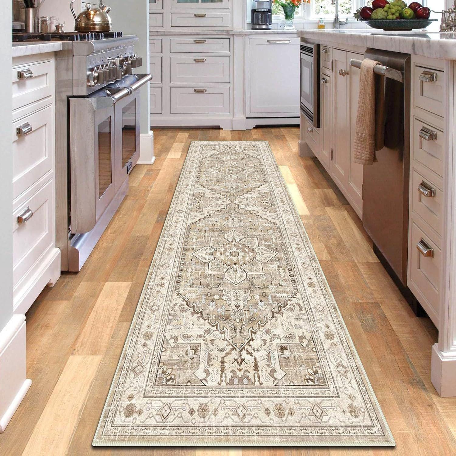 Tappeto Per Corridoio Antiscivolo 50x120 Cm Beige – Morbido E Lavabile In Lavatrice, Con Retro In Gomma TPR Per Ingresso E Zona Passaggio