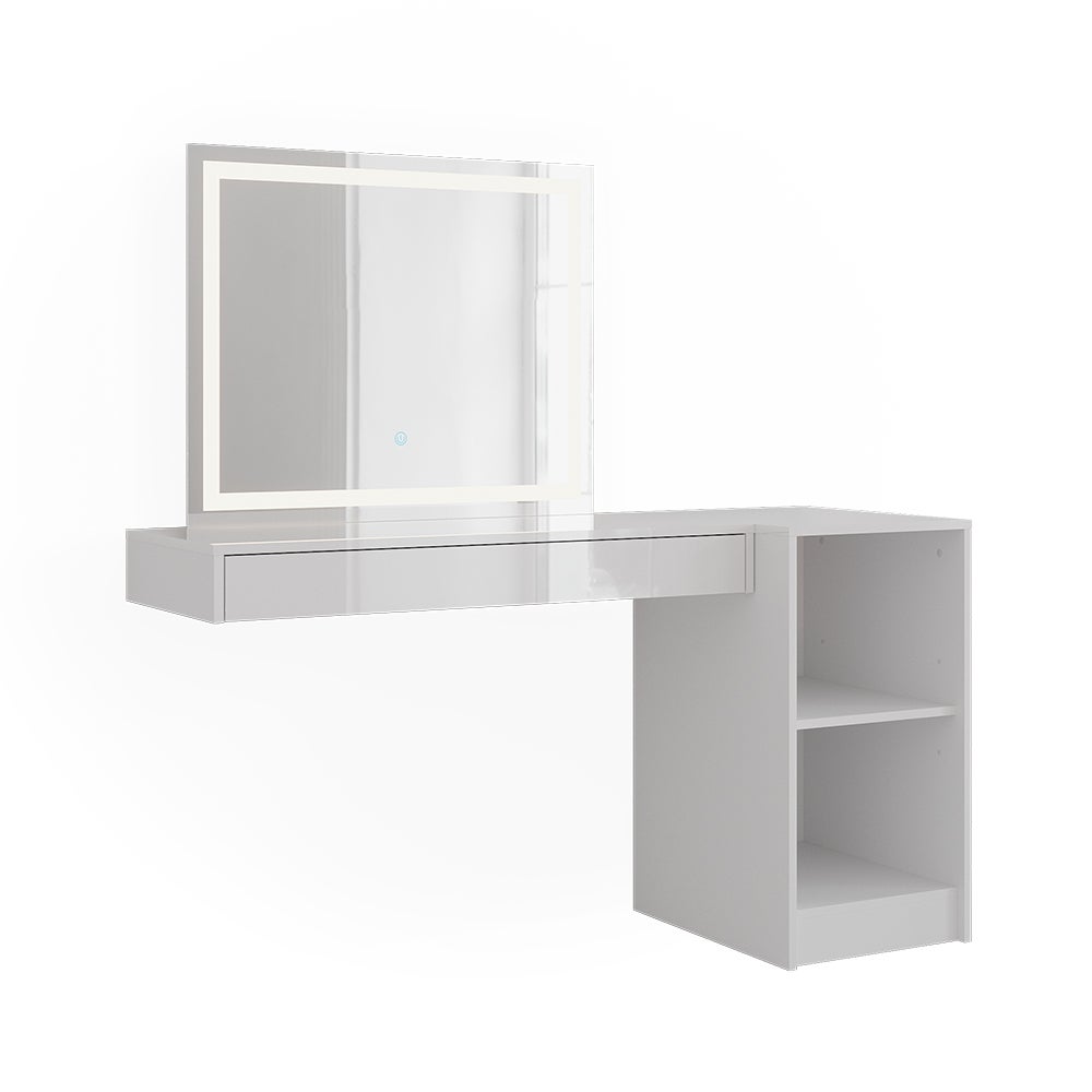 Vicco Stół toaletowy Sherry, Biały, 100 cm 3 części