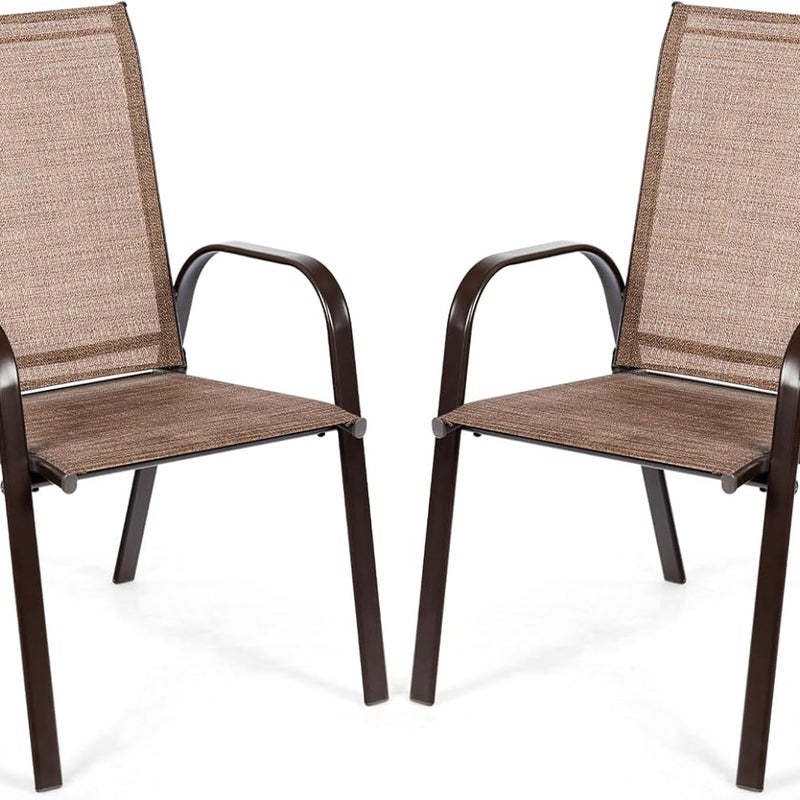 Krzesła ogrodowe z wysokim oparciem, zestaw 2 krzeseł balkonowych, tekstylne, krzesła tarasowe, krzesła balkonowe, obciążenie do 200 kg,