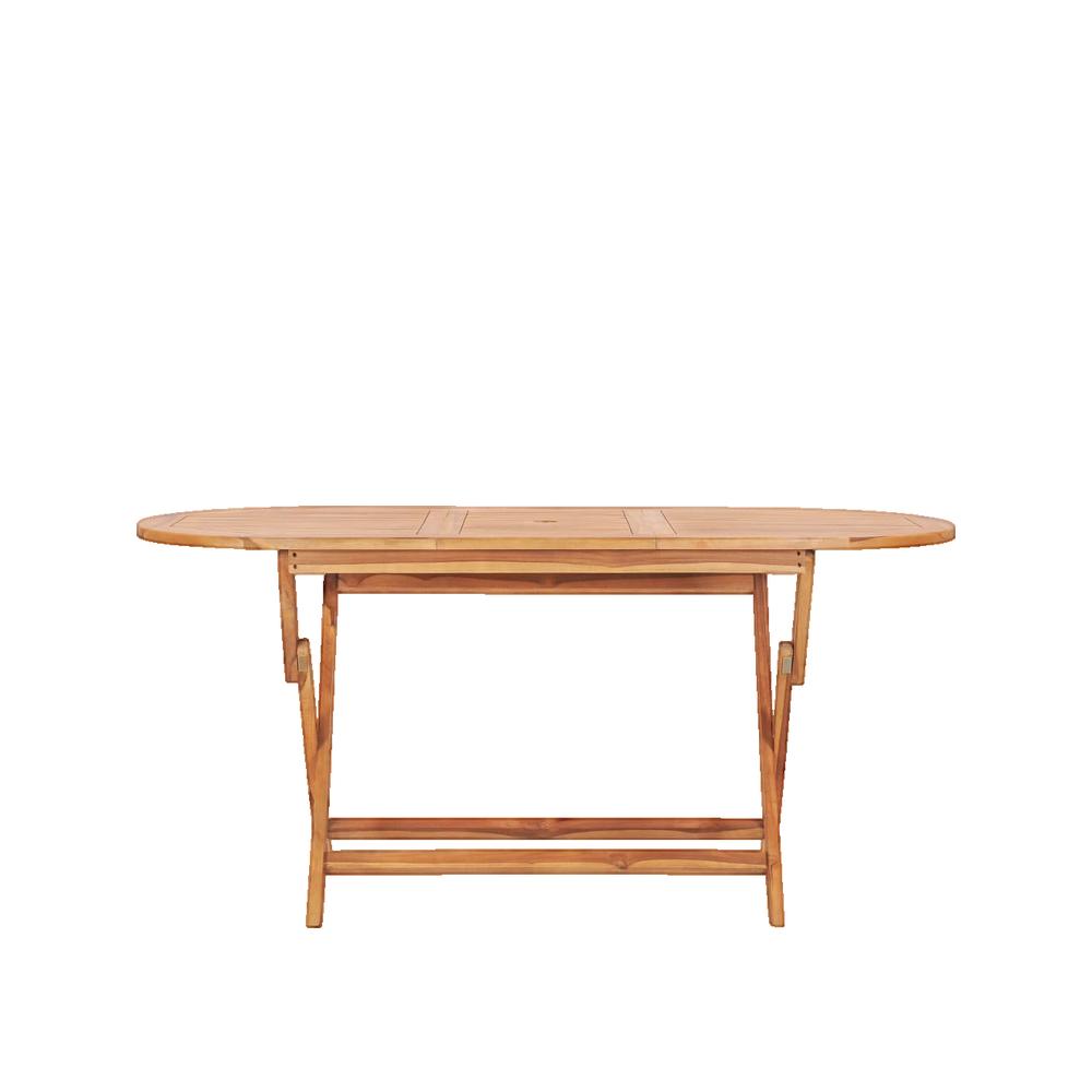 Table de jardin extensible ovale en Bois Marron 2 places - 2