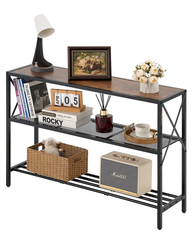 Wąski stolik konsolowy do przedpokoju, 3-poziomowy stolik pomocniczy do salonu VEVOR