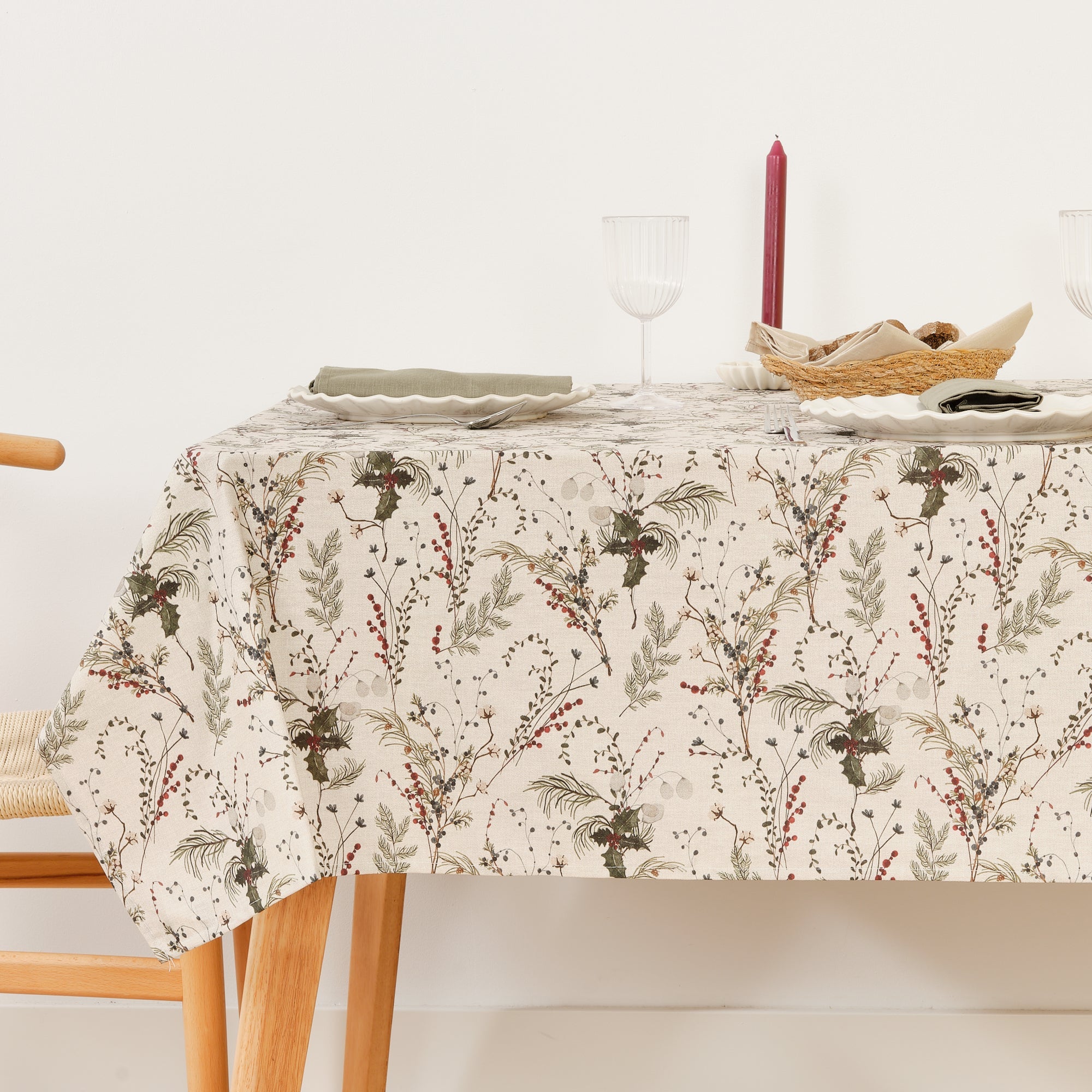 HOME IMAGINE - Mantel Navidad Antimanchas Rectangular Resinado, Impermeable, Lavable Ideal Para Interior Y Exterior - Happy Year 01 140x240 Cm