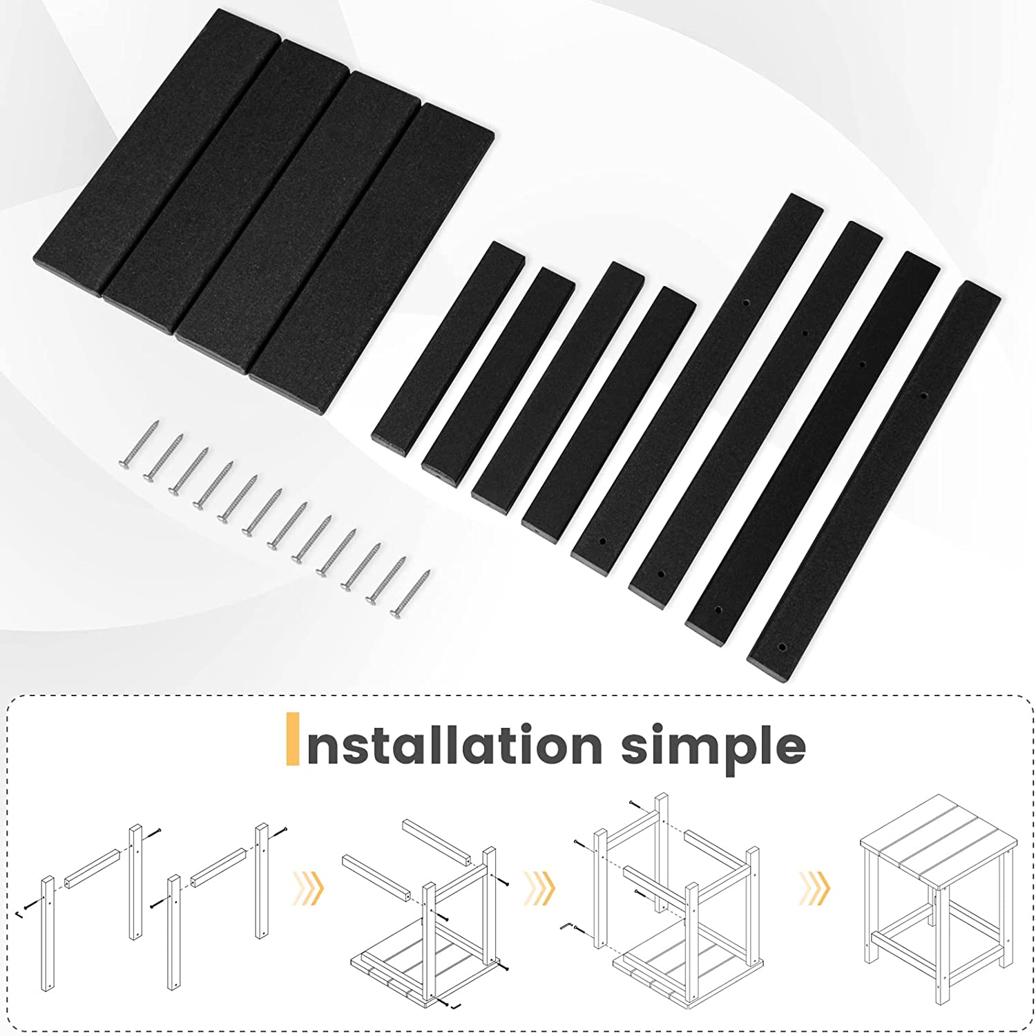 Tavolino da Giardino Quadrato per Esterno, Tavolo Adirondack in HDPE Resistente alle Intemperie, per Interno ed Esterno Patio, Portico, Giardi - 5