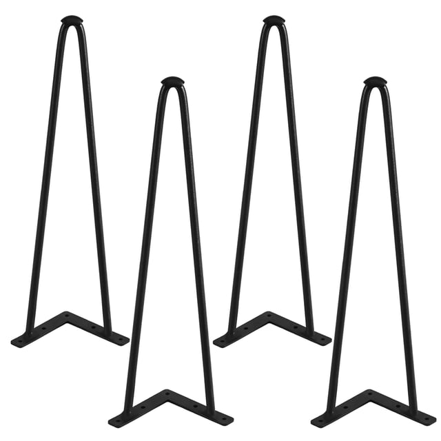 Lot de 4 Pieds Épingle en Métal Pieds de Table Basse Bricolage 20 Vis 4 Protège Pieds 40 cm de Haut Noir Yaheetech