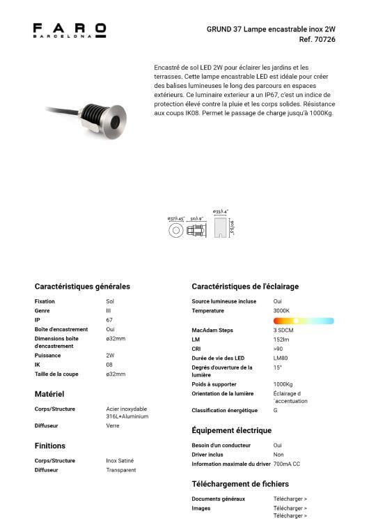 GRUND LED-Spot encastrable LED d'extérieur Métal Ø3.5cm - - 4