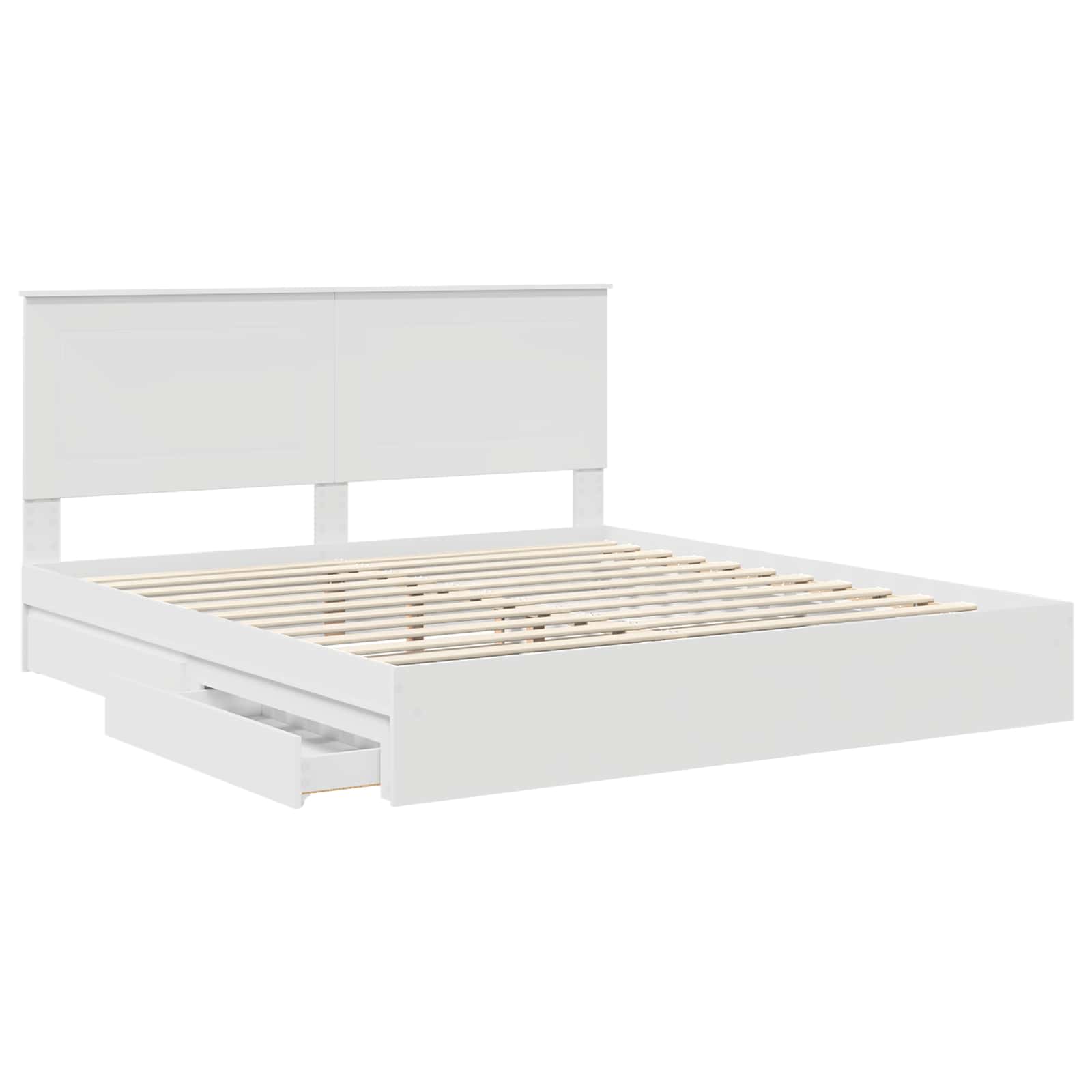 Lit de rangement blanc 180 x 200 cm panneau de bois - 5