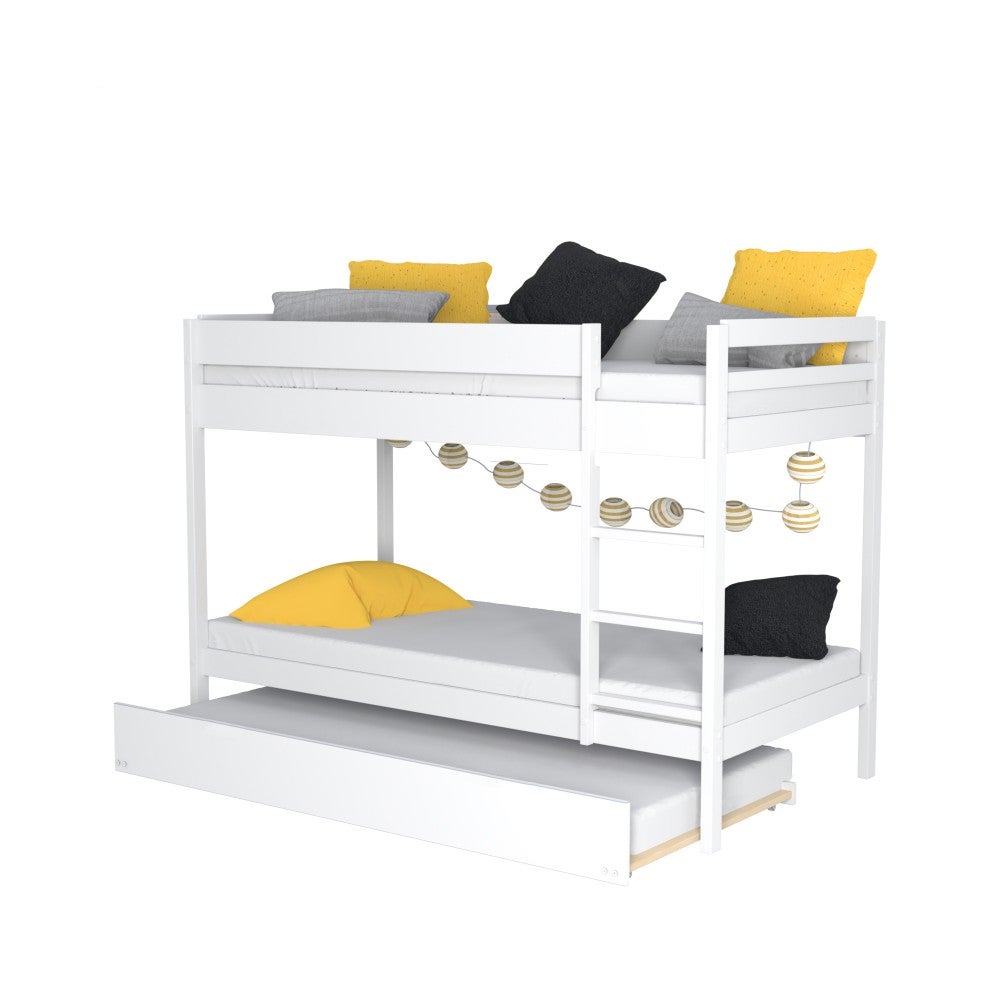 LIT SUPERPOSE WALLY 90x190 + 2 SOMMIERS + 1 LIT TIROIR/ BLANC - 2