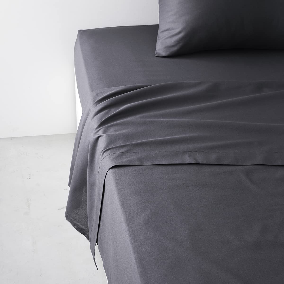 Today essential  lenzuolo piano 2 persone 240 x 300 cm, in cotone, tinta unita, grigio, regina