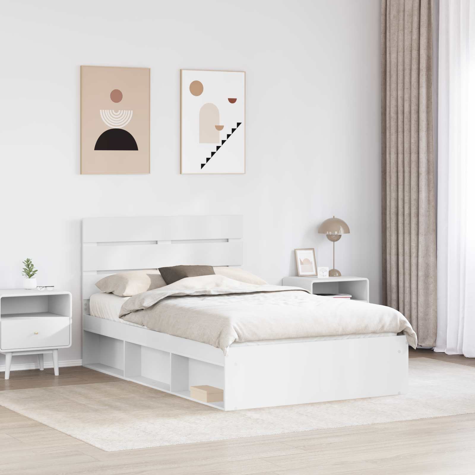 Cadre de lit blanc 120 x 190 cm bois de pin massif - 3