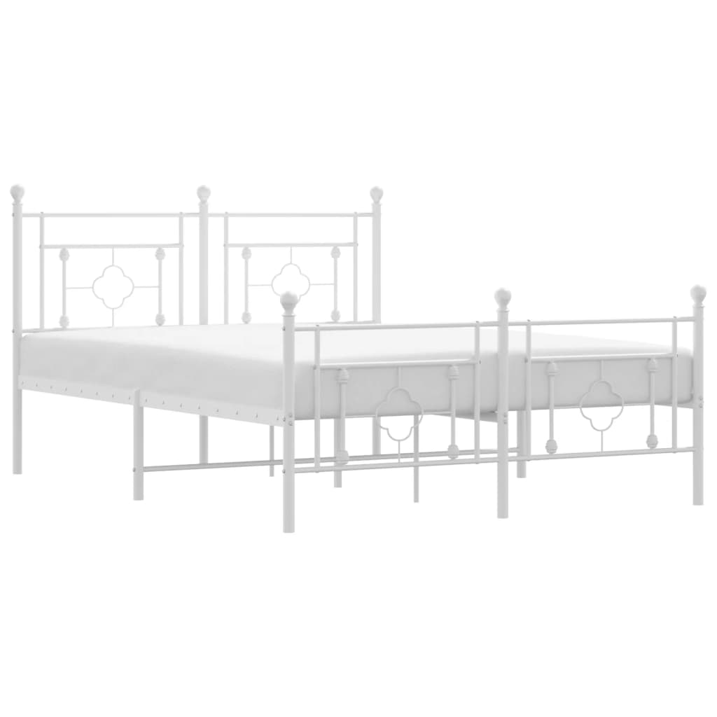 Łózko Metalowe Białe Rama Łózka Metalowa Ze Stelażem 140x200 cm