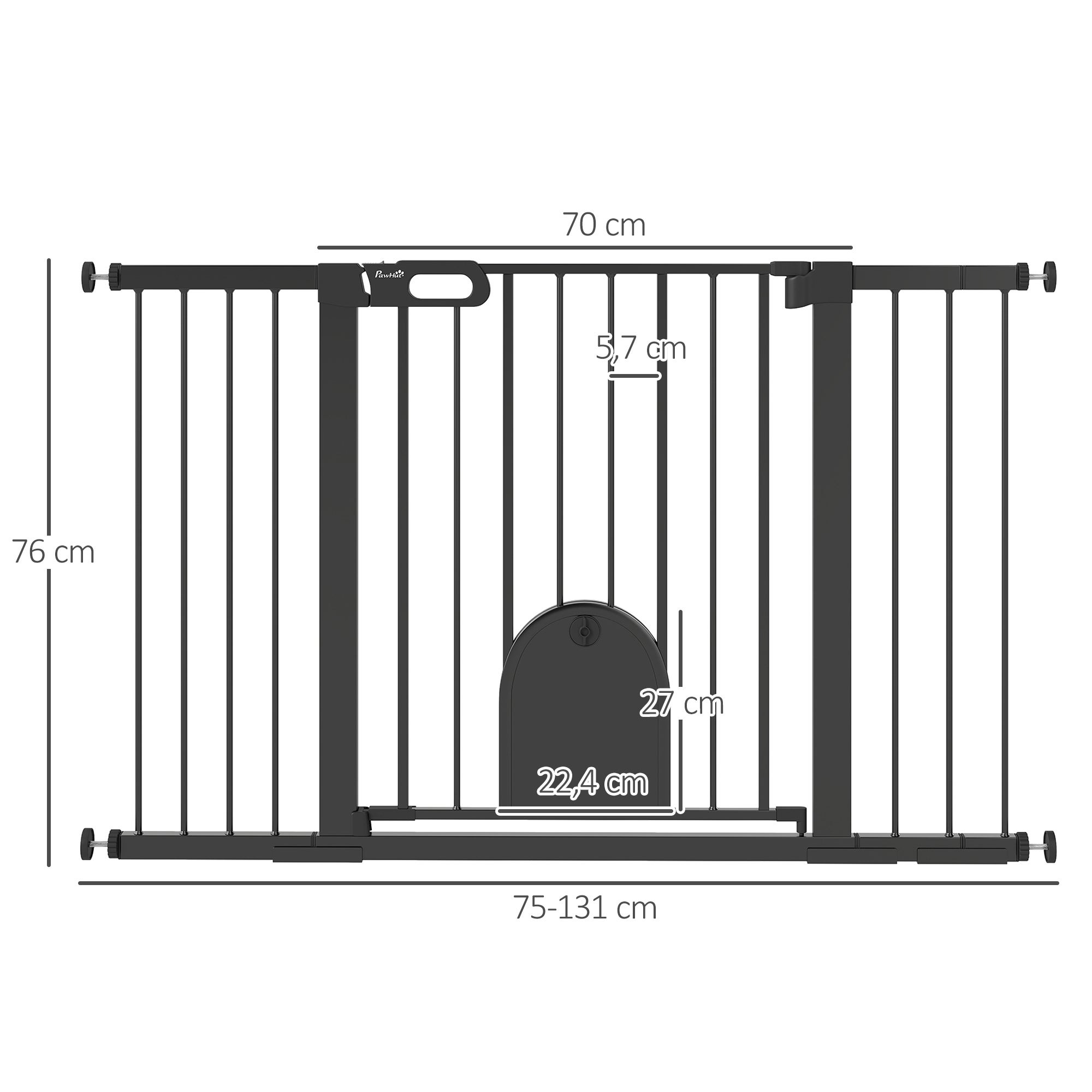 Barreira de Segurança PawHut Aço, ABS Preto 131x2x76 cm D06-110V02BK - 3