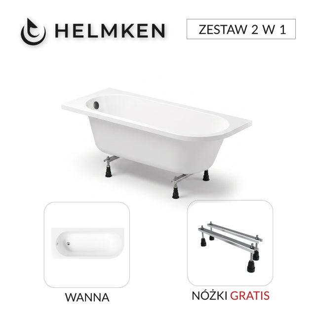 Wanna akrylowa narożna LEWA 170x72 Helmken Monaco ze wzmocnionym korpusem + Nóżki / 3713170L