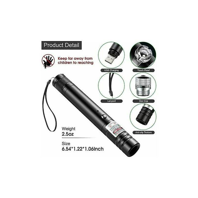 Pointeur laser vert longue distance haute puissance, stylo pointeur laser, randonnée rechargeable, chargement USB - 2