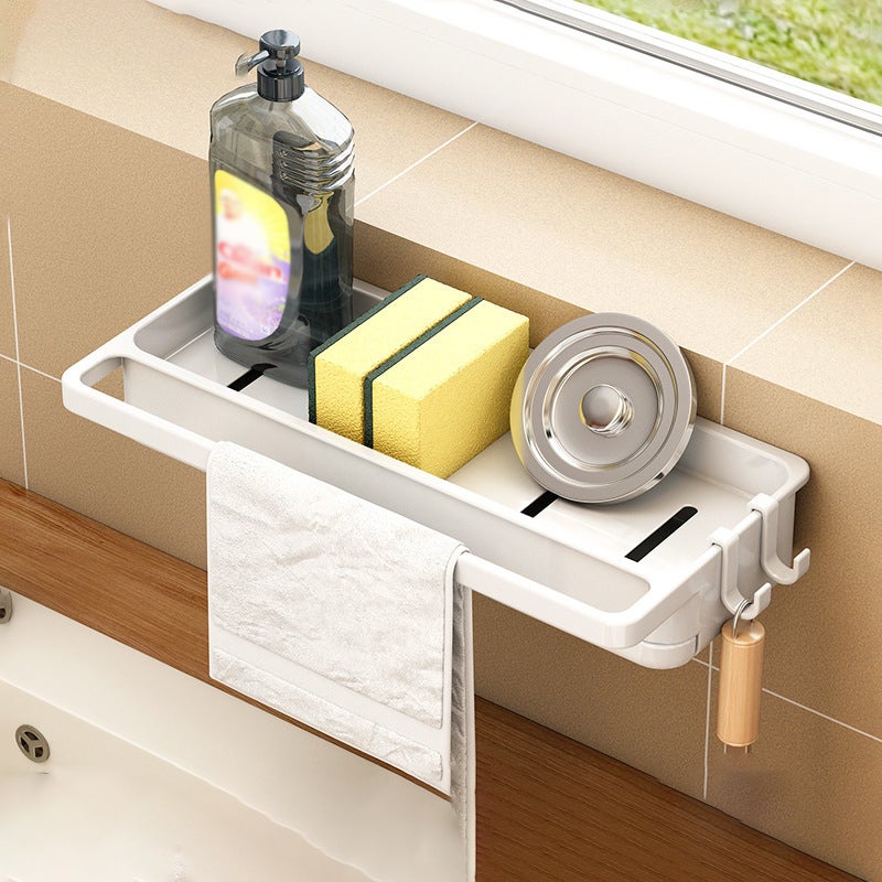 Naścienny uchwyt na ręczniki kuchenne, naścienny ociekacz, półka bez wiercenia do zlewu, naścienny uchwyt na ręczniki kuchenne