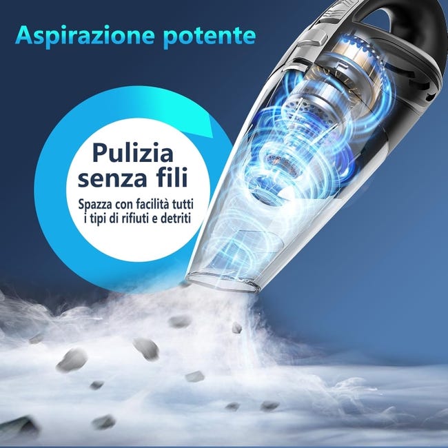 Aspirabriciole Senza Fili 120W - Mini Aspirapolvere Per Auto E Casa Con Accessori - Foto 11