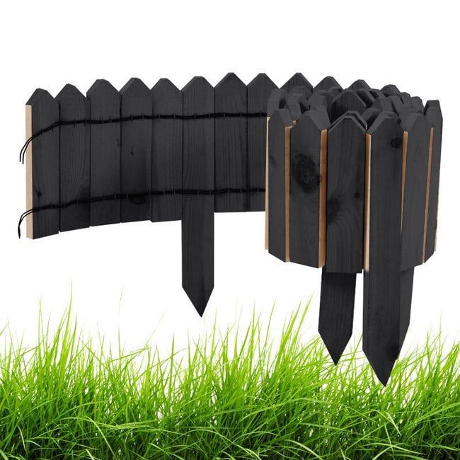 Bordure de Jardin en Bois de Pin Naturel 200x20x1.5 cm - Clôture ...