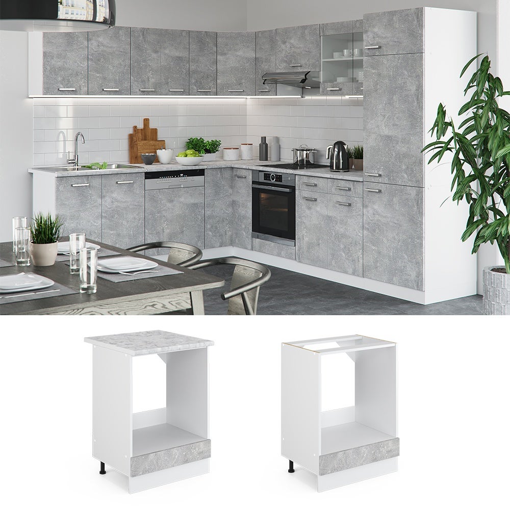 Vicco Meuble pour four R-Line, Béton, 60cm sans PT - 2