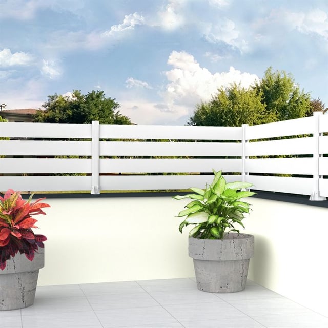 Clôture aluminium panneau ajouré en kit (RAL9010 - Blanc - Longueur 1.911 x Hauteur 0.915 m - 5 lames)